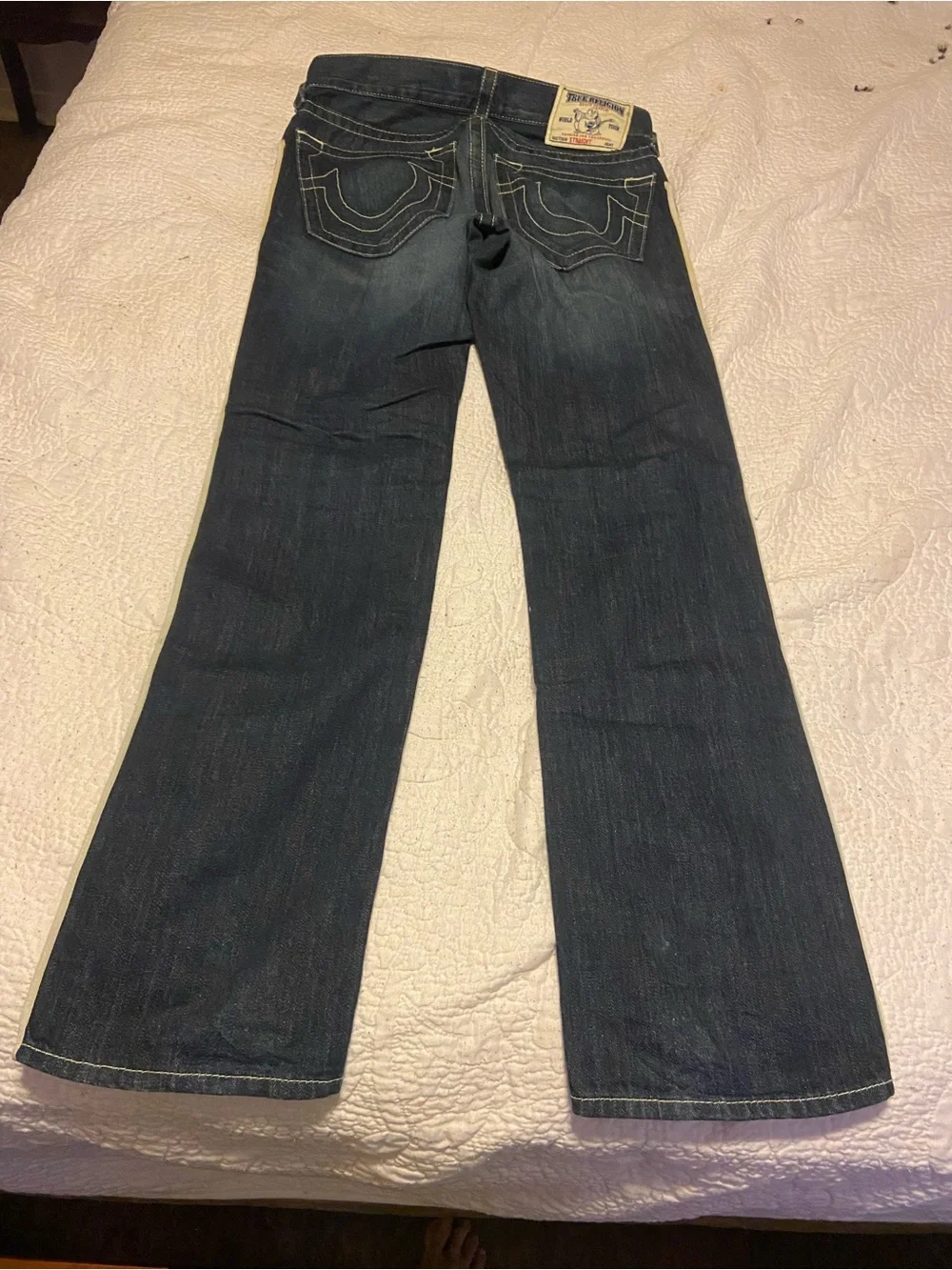Men’s Vintage True Religion Dark Blue Jeans with Side Stripe